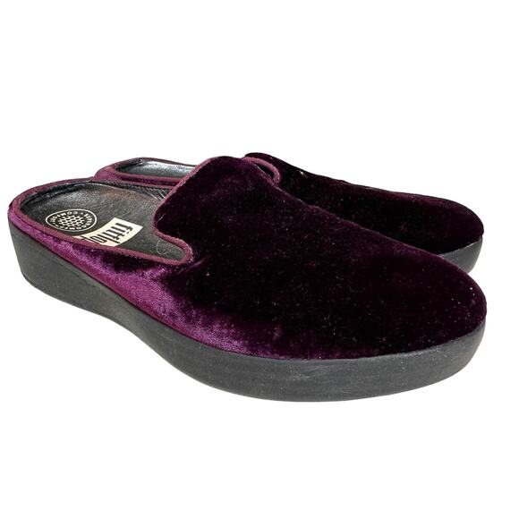 FitFlops Women’s Sz: 5 Purple Superskate Velvet Mule Comfort Sandal J77-398 - Picture 1 of 11